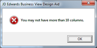 Сообщение об ошибке. Выбрано более 10 полей в бизнес-представлении