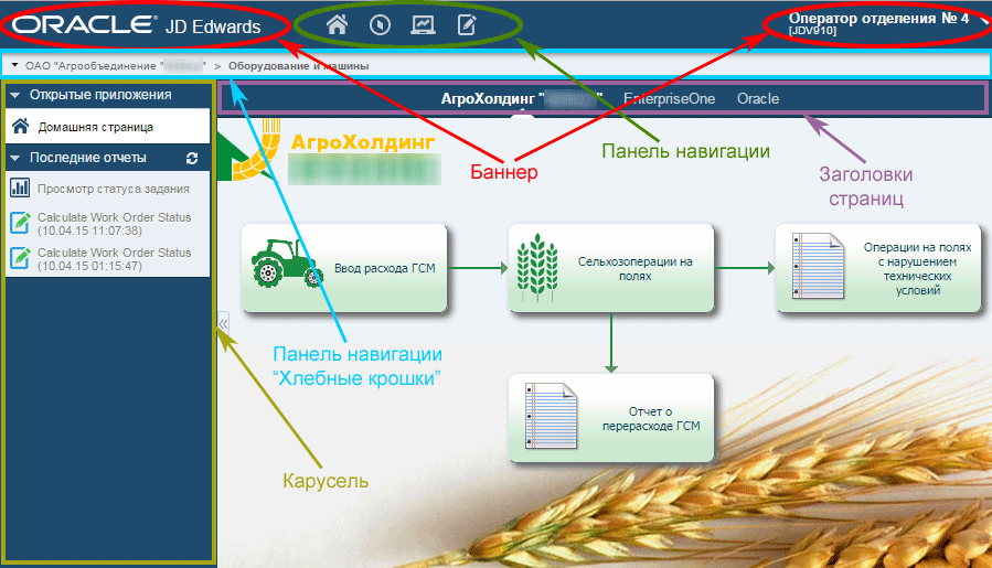 Пример пользовательского интерфейса в стандартном режиме